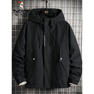 啄木鸟春秋夹克男士宽松工装外套男款秋冬季男生上衣加绒防风男装
