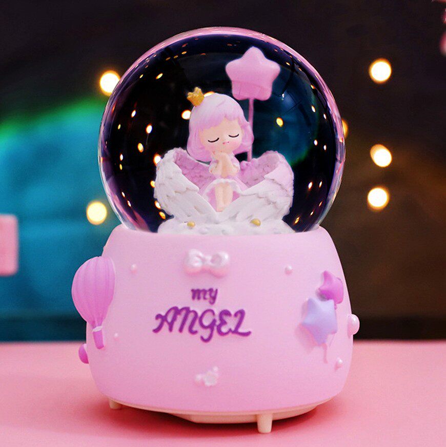 어린이 선물 크리스탈 공 뮤직 박스 회전 뮤직 박스 소녀를위한 생일 선물 소녀 공주 어린이 날