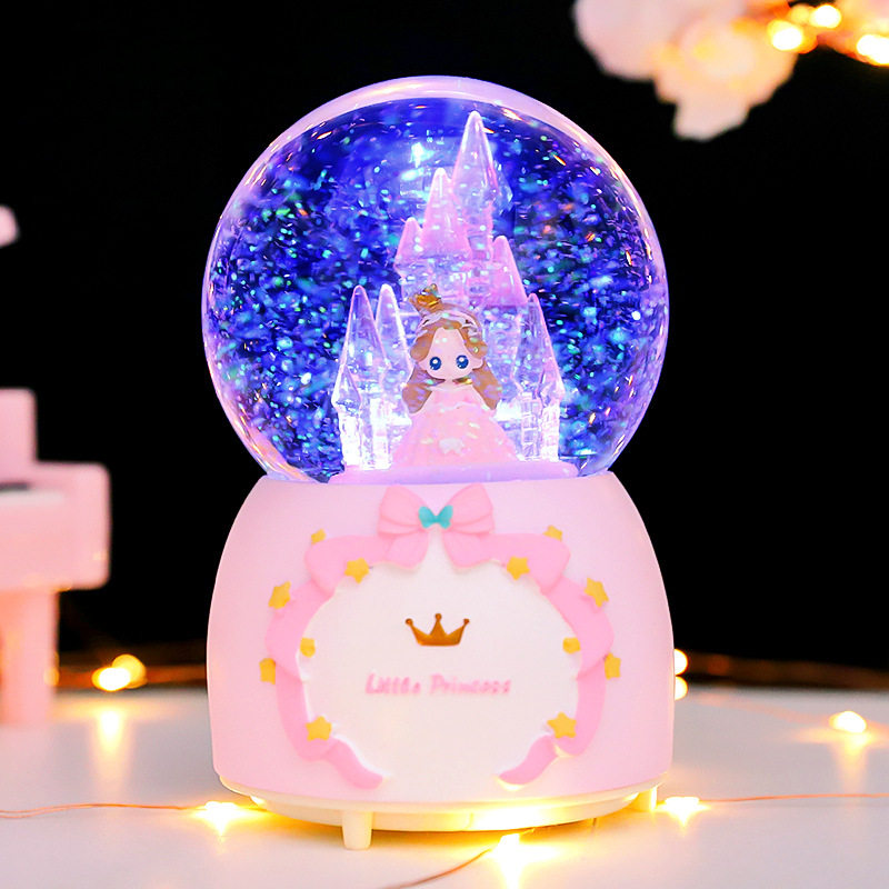 어린이 선물 크리스탈 공 뮤직 박스 회전 뮤직 박스 소녀를위한 생일 선물 소녀 공주 어린이 날