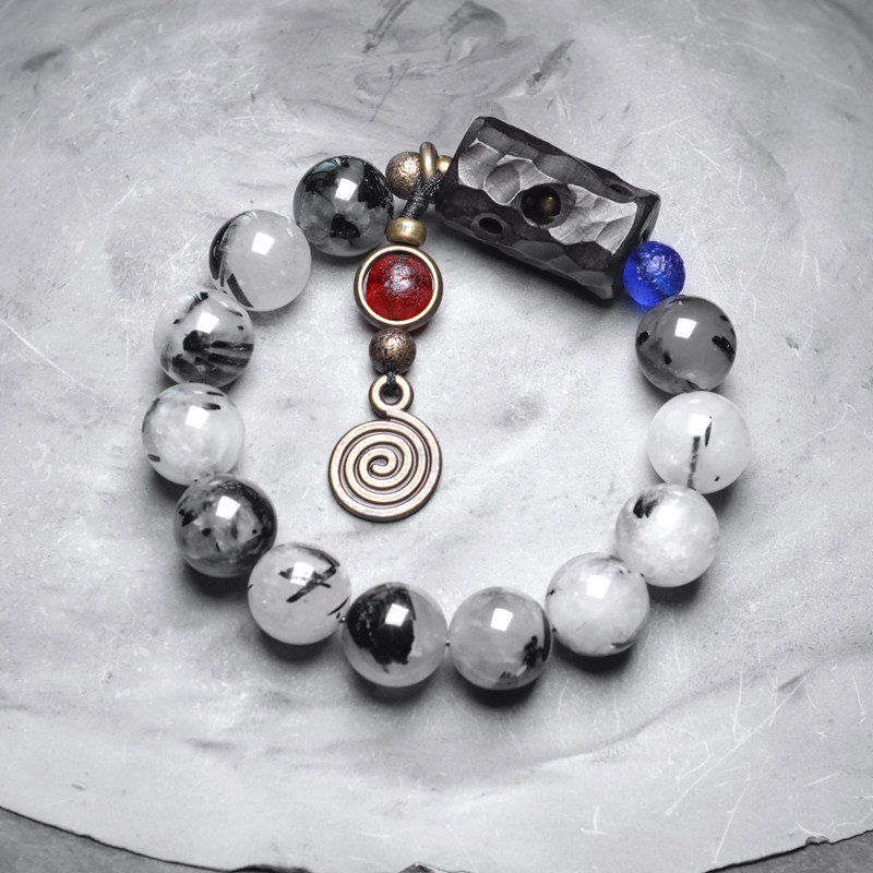 非鱼之家复古民族风黑发晶宝石手链男 个性水晶手串 水墨意境配饰,饰品/流行首饰/时尚饰品新,手链,淘宝优惠券,粉丝福利购,淘宝优惠卷