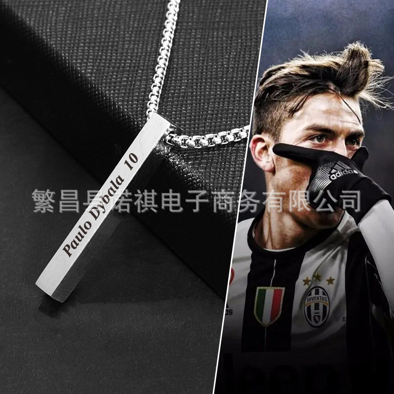 足球球迷钛钢项链C罗梅西内马尔迪巴拉姆巴佩萨拉赫运动装备配饰 - 实物图