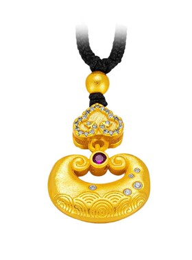 金店同款镶钻锦鲤戏莲花如意吊坠 荷花小胖福锁包铜镀金项链批发