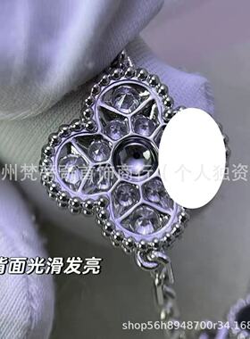 瘦花圣诞款四叶草五花手链女天然玛瑙玉髓厚镀18K玫瑰金手链代发