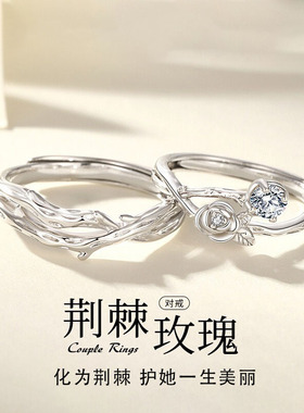 荆棘与玫瑰情侣戒指925银一对男女款小众设计感轻奢生日情人节礼