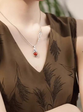 复古做旧浮雕貔貅吊坠新中式民族国风小众设计古风女士项链项坠