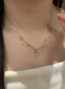 小红书同款优雅轻奢蕾丝水滴流苏项链女小众设计高级感锁骨链颈链