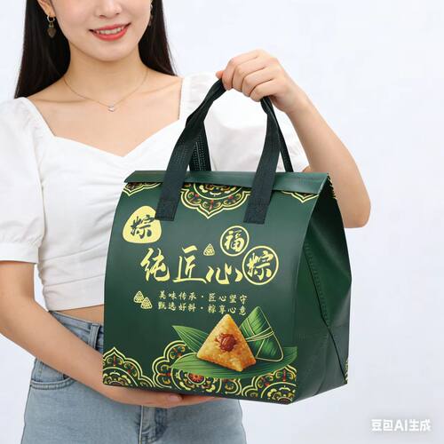 新款端午保温手提粽子礼袋咸鸭蛋保鲜打包袋无纺布覆膜铝箔礼品袋