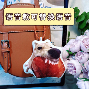 1狗狗与红烧肉表情包语音挂件包挂饰抽象毛绒玩偶来图定制钥匙扣