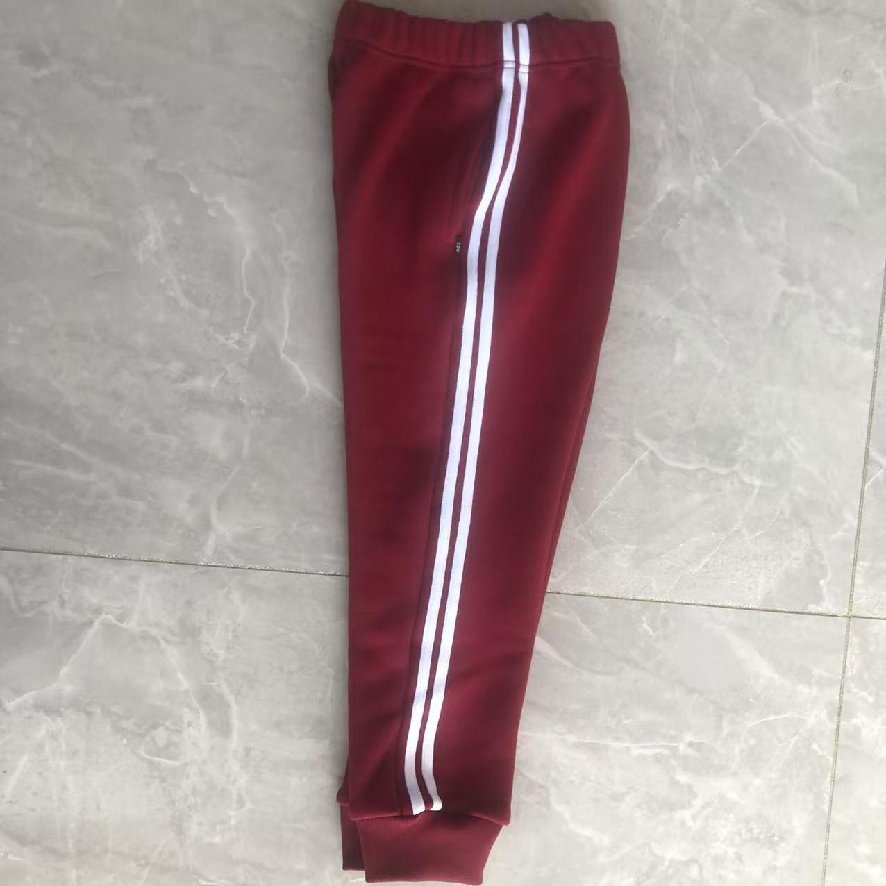 春秋新款纯棉酒红针织小脚裤