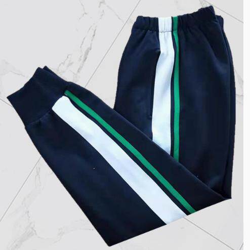 藏青色加绒春秋款二条杠校裤