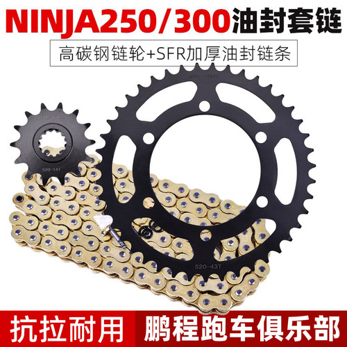 小忍者250300链条链盘牙盘改装