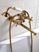 加长浴缸水龙头金色淋浴花洒套装 全铜冷热混水阀淋雨花洒喷头 欧式