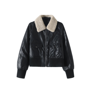 显瘦皮外套LXX 修身 2527 复古油蜡皮毛领皮衣加厚时尚 2025新款