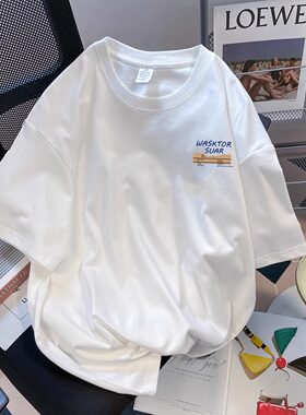 外贸尾货清仓捡漏专柜撤回~大码纯棉短袖t恤夏季休闲风旅游上衣潮