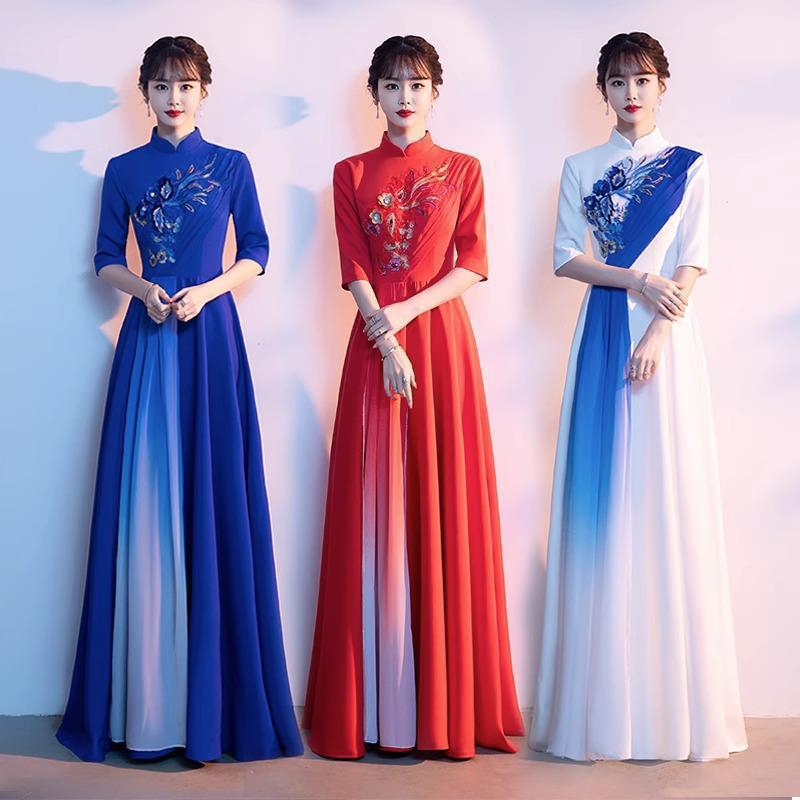 大合唱演出服女长裙成人