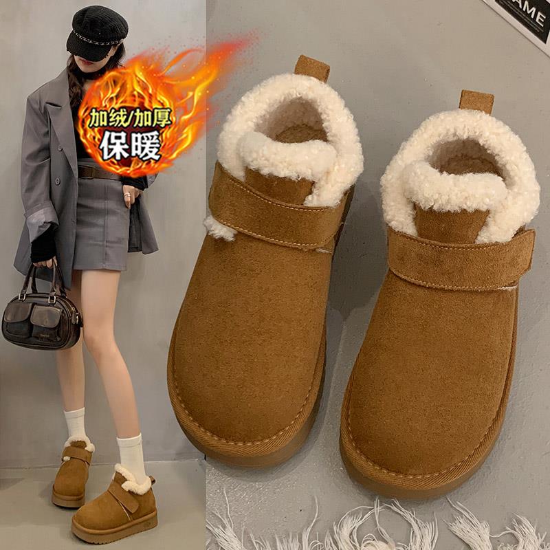明星同款加绒高帮勃肯棉鞋女2025冬季一脚蹬加厚保暖二棉雪地靴子