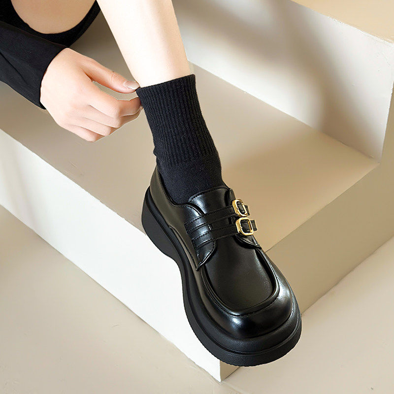 真皮乐福鞋女2025新款秋冬英伦风jk玛丽珍单鞋厚底增高通勤小皮鞋