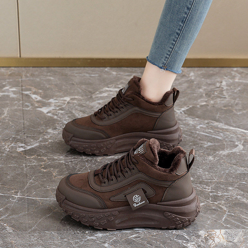 加绒美拉德老爹鞋女2025新款秋冬真皮厚底运动休闲鞋保暖孕妇棉鞋