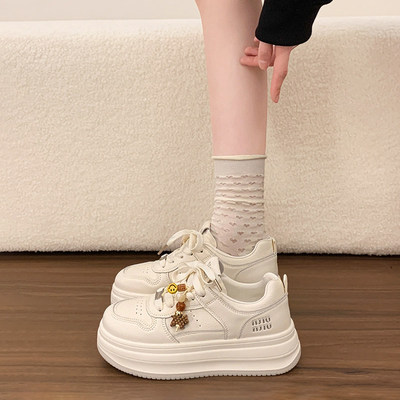 厚底小白鞋女款2025新款秋冬爆款真皮松糕增高板鞋学生运动休闲鞋