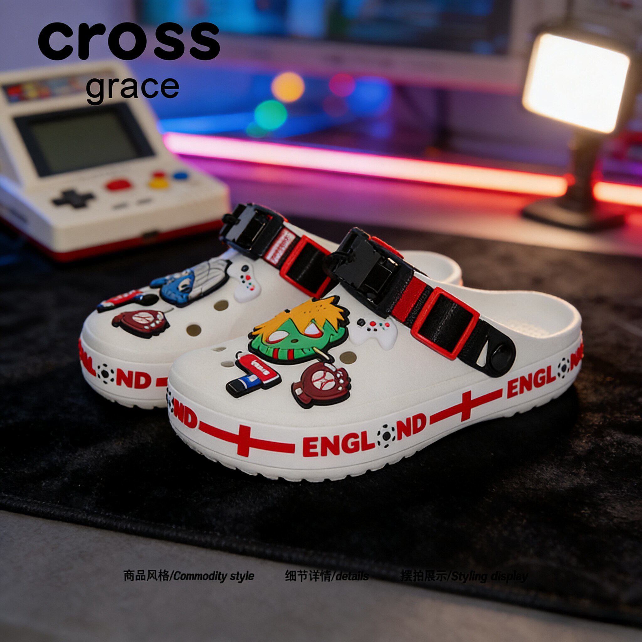 【二次元潮男】crossgrace夏季街机潮玩洞洞鞋男外穿炸街包头拖