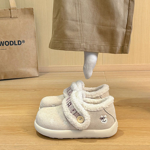 雪地靴女2025新款冬季加绒保暖毛绒棉鞋一脚蹬学生厚底勃肯鞋34码