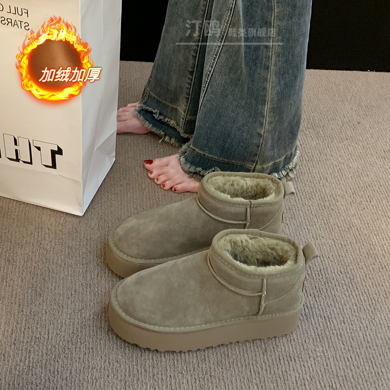 哈尔滨雪地靴女2025冬季新款加绒加厚保暖软底短靴34码东北大棉鞋