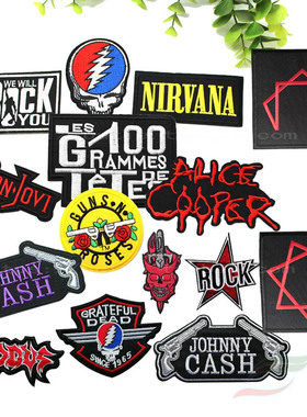 熨烫A269朋克风背胶刺绣布贴摇滚乐队重金属闪电宝剑骷髅衣服补丁