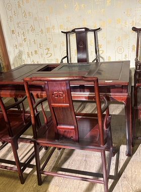 缅甸花梨木1.6米茶桌茶台大果紫檀中式实木茶桌椅家用功夫泡茶桌