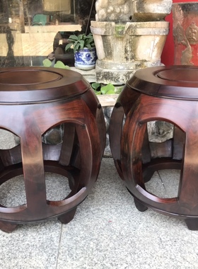 换鞋凳客厅鼓凳大红酸枝明清古典