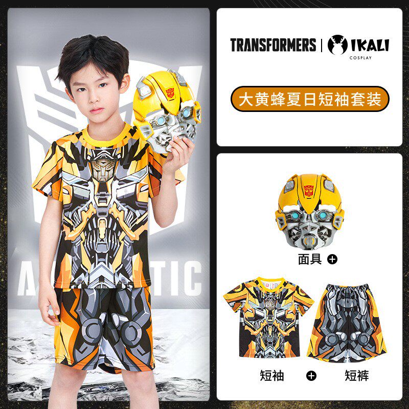 男童变形金刚擎天柱时尚短袖套装