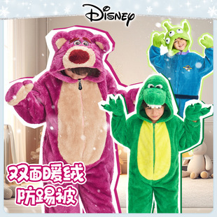 迪士尼玩具总动员抱抱龙三眼仔男女童连体睡衣珊瑚绒秋冬家居服