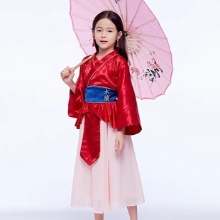 迪士尼儿童服装古风裙中国风汉服花木兰公主裙女童演出豪华礼服