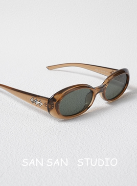 TR椭圆黑色小框墨镜防紫外线