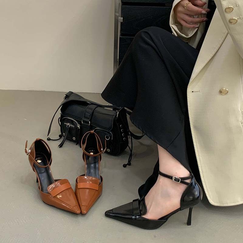 2026新款高跟鞋女性感黑色软皮小方头通勤优雅细跟中空浅口单鞋,女鞋,毛毛鞋,淘宝优惠券,粉丝福利购,淘宝优惠卷
