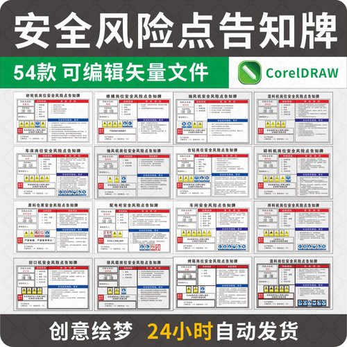 54款设备安全风险点告知牌警示牌常用标志标识素材矢量图源文件