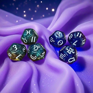 变色龙款12星座骰子3颗套装 十二面数字色子游戏筛子桌游道具礼品