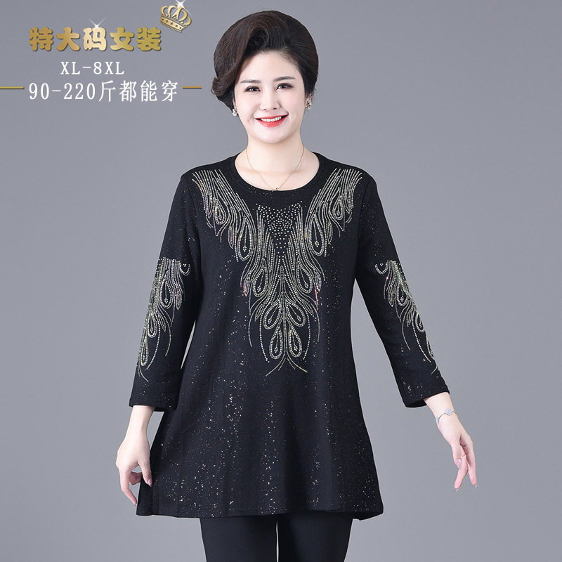 中老年女长袖T恤洋气上衣小衫