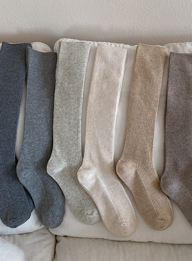 灰色小腿袜秋冬款堆堆袜棉袜长筒袜微压力显瘦及膝袜春秋高筒袜子