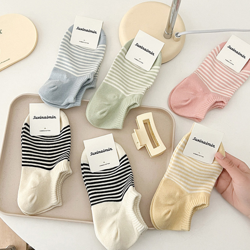 条纹袜子船袜女防滑不掉跟纯棉薄款夏天浅口隐形袜短筒夏天短袜夏,女士内衣/男士内衣/家居服,船袜,淘宝优惠券,粉丝福利购,淘宝优惠卷