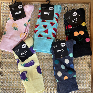 外贸出口美国订单卡通彩色男士棉袜合集 时尚个性潮花袜子中长筒