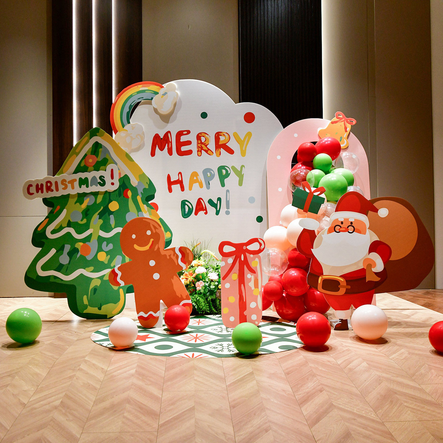圣诞节场景布置气球kt板装饰背景