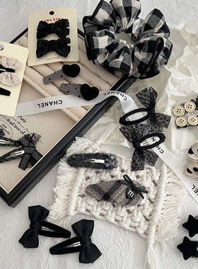 满两件包邮高级灰色系星星小熊儿童发夹女童碎发刘海侧边BB夹子