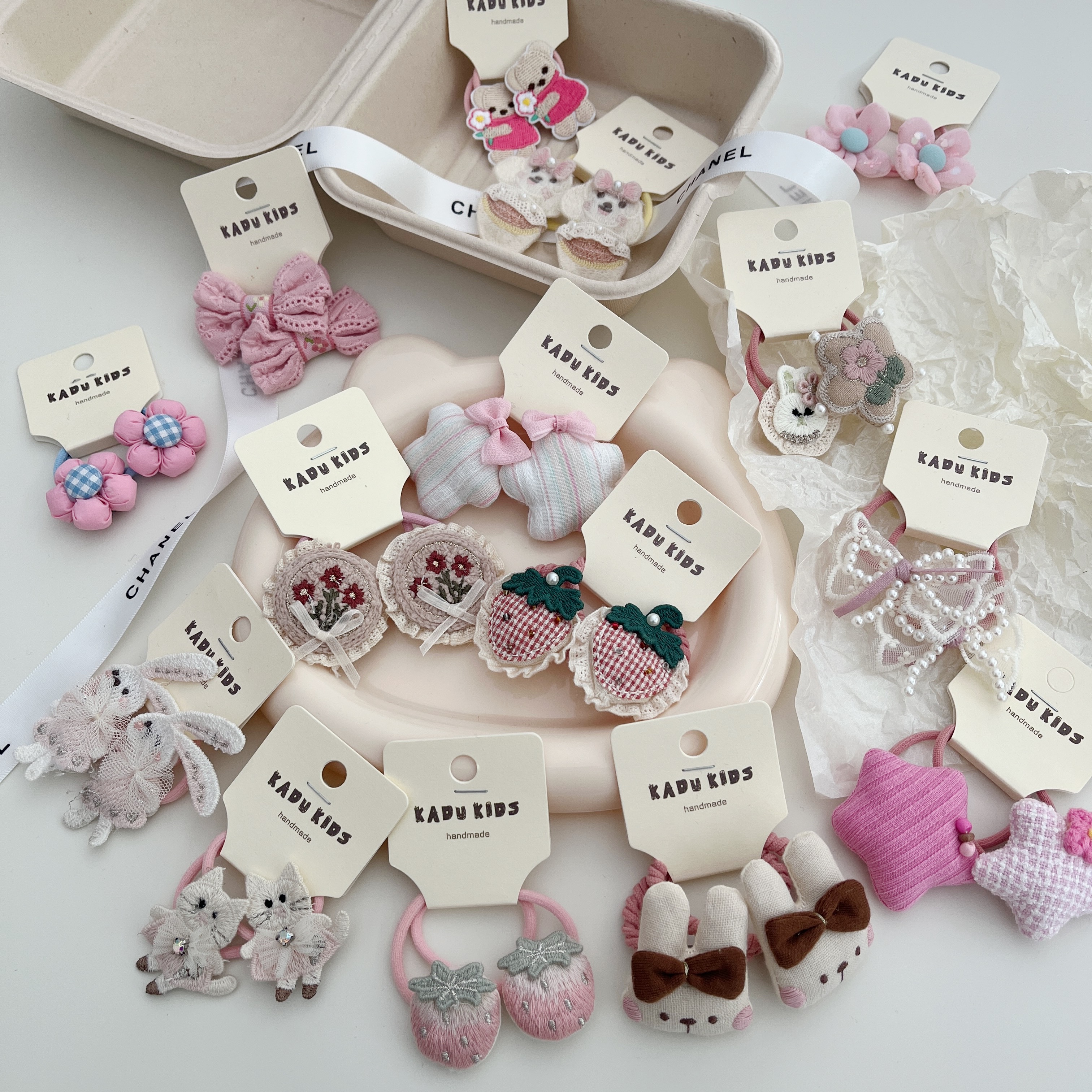 满两件包邮少女粉白色系发夹发绳碎发刘海夹皮筋头绳发饰品