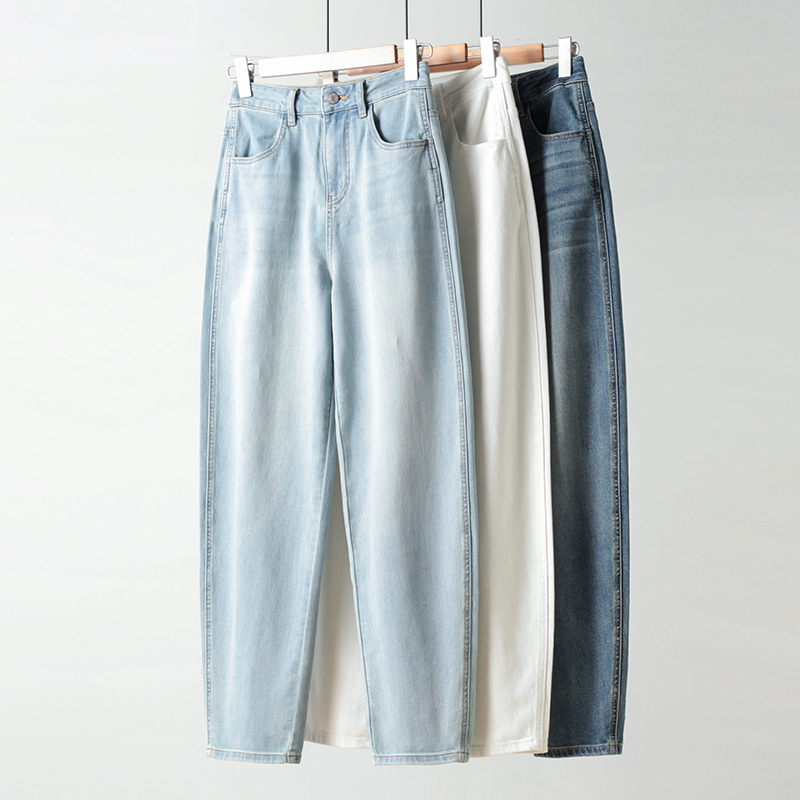 秋季桑蚕丝莱赛尔香蕉牛仔裤女