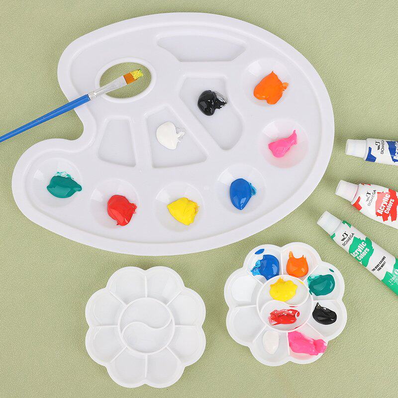 梅花型颜料调色盘学生美术用水彩水粉笔盒洗笔筒小水桶三线调色板