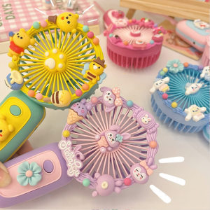 小太阳幼教美劳材料批发儿童手工奶油胶diy风扇材料包USB充电手持小风扇制作桌面静音学生