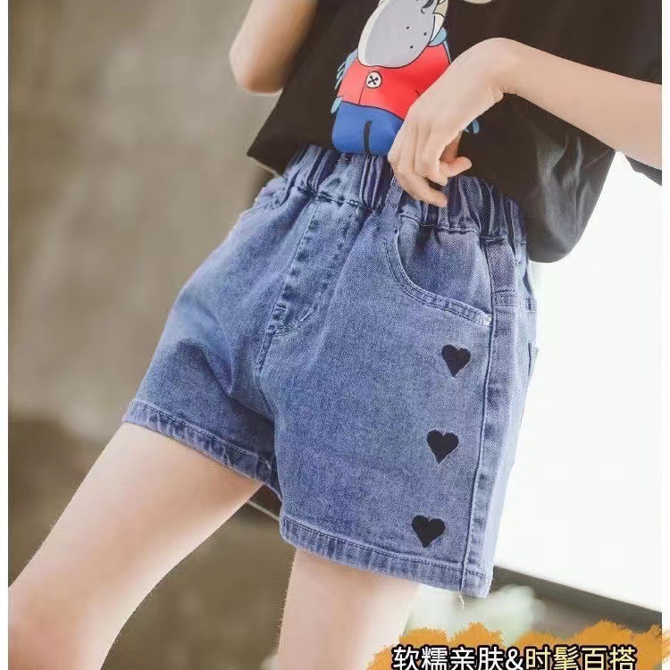 女童牛仔短裤新款洋气宽松中大童