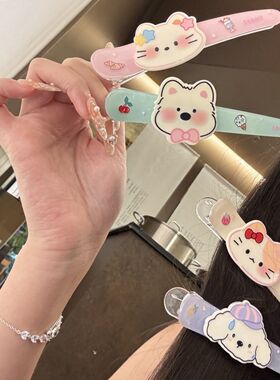 萌趣卡通猫咪小狗大号发夹甜美可爱亚克力鸭嘴夹无痕夹一字夹