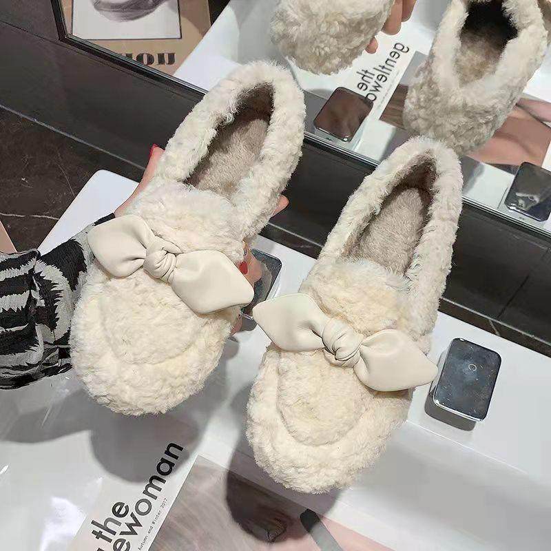 冬季蝴蝶结羊羔毛厚底毛毛鞋女冬外穿仙女风懒人一脚蹬加绒豆豆鞋,户外/登山/野营/旅行用品,雪地靴,淘宝优惠券,粉丝福利购,淘宝优惠卷