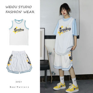 运动套装女夏季新款可定制篮球衣服学生休闲韩版背心短裤两件套潮